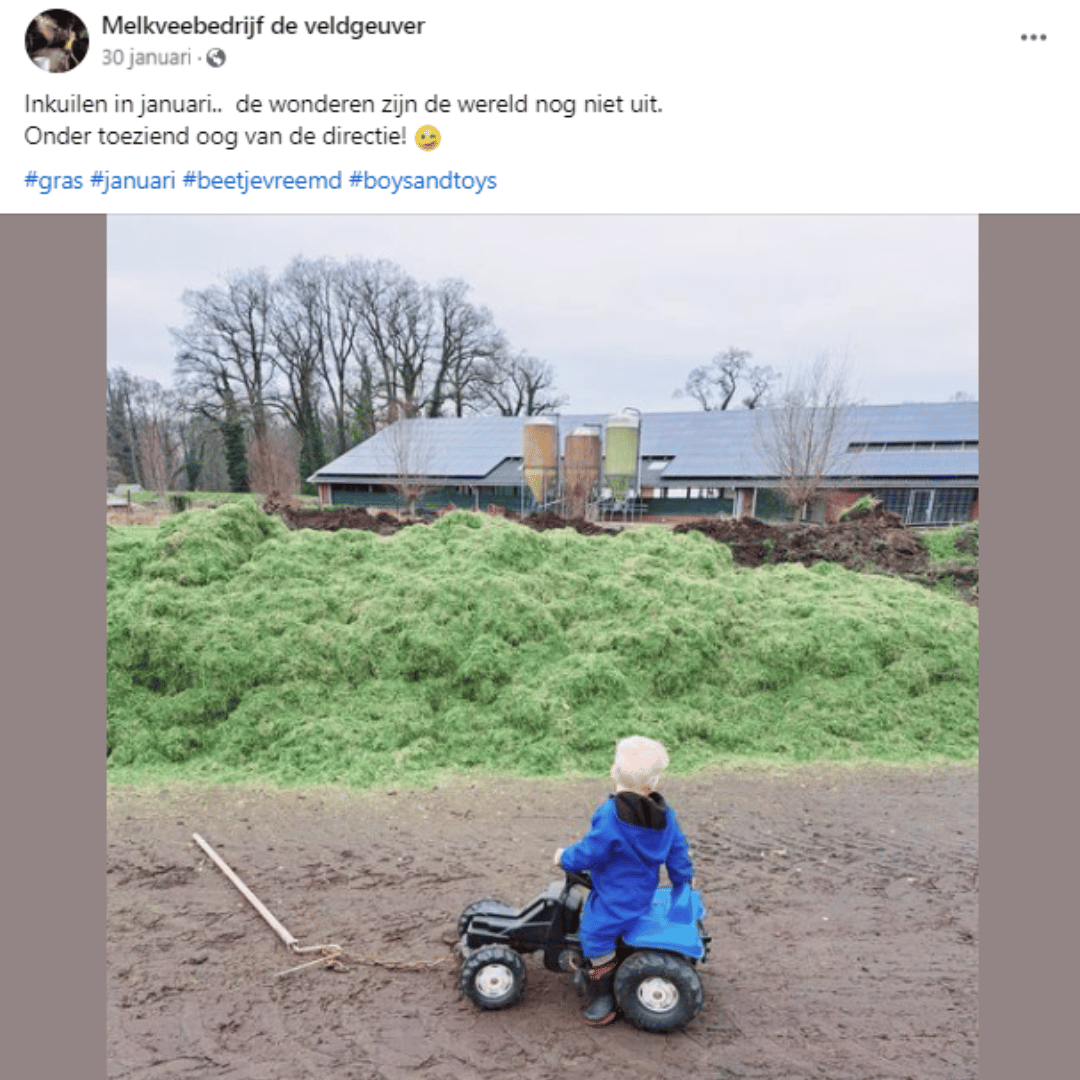 Social post van De Veldgeuver over inkuilen in januari