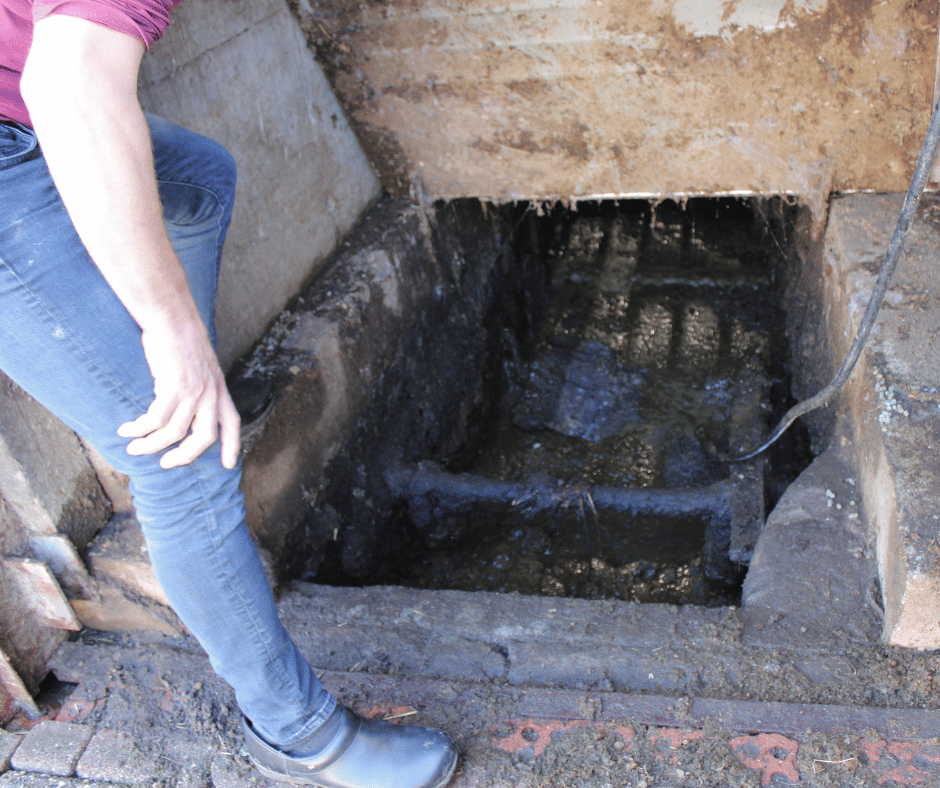 Het smalle putgat van de oude jongveestal