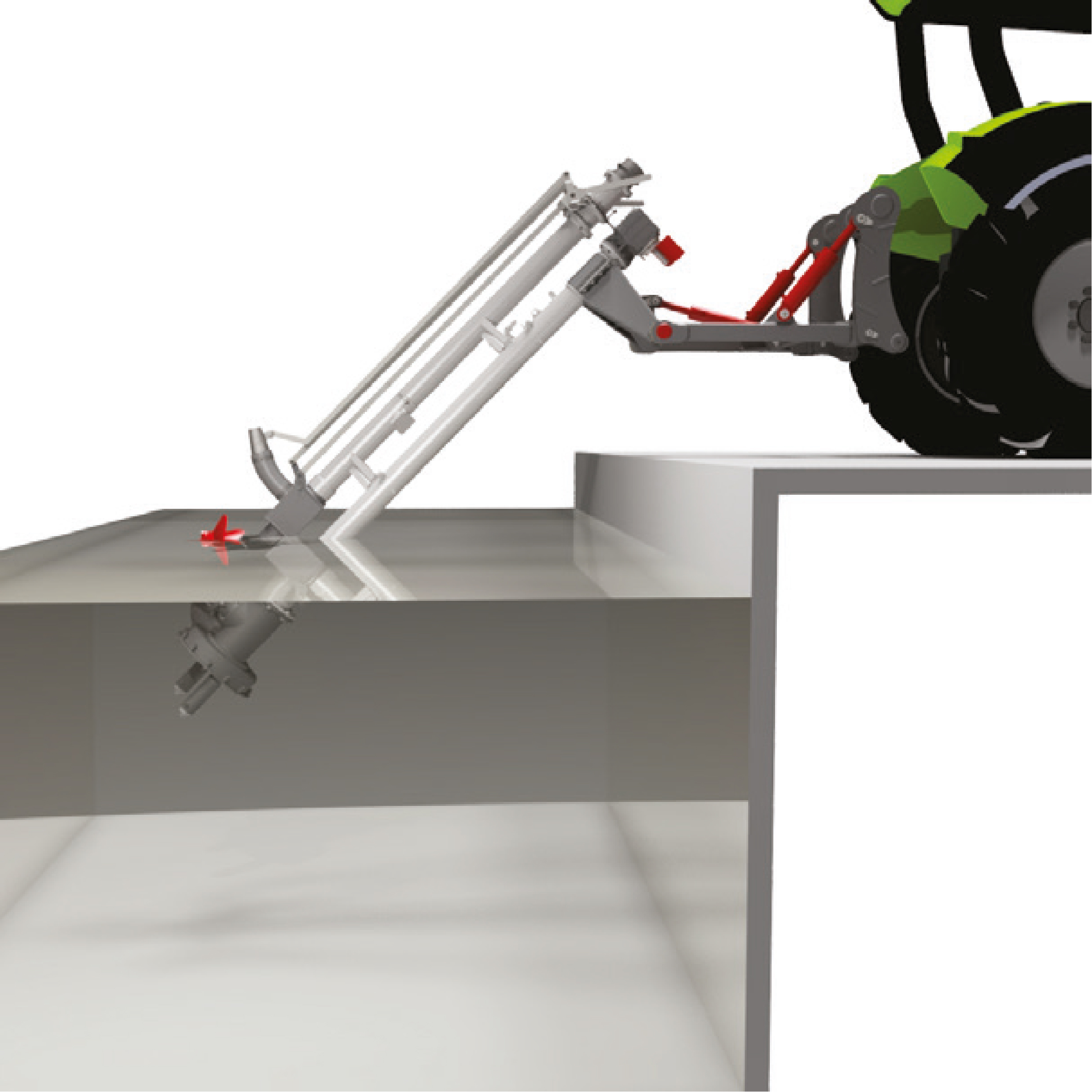 EYS PTO mix-pomp | situatie tijdens neerlaten in de mestopslag