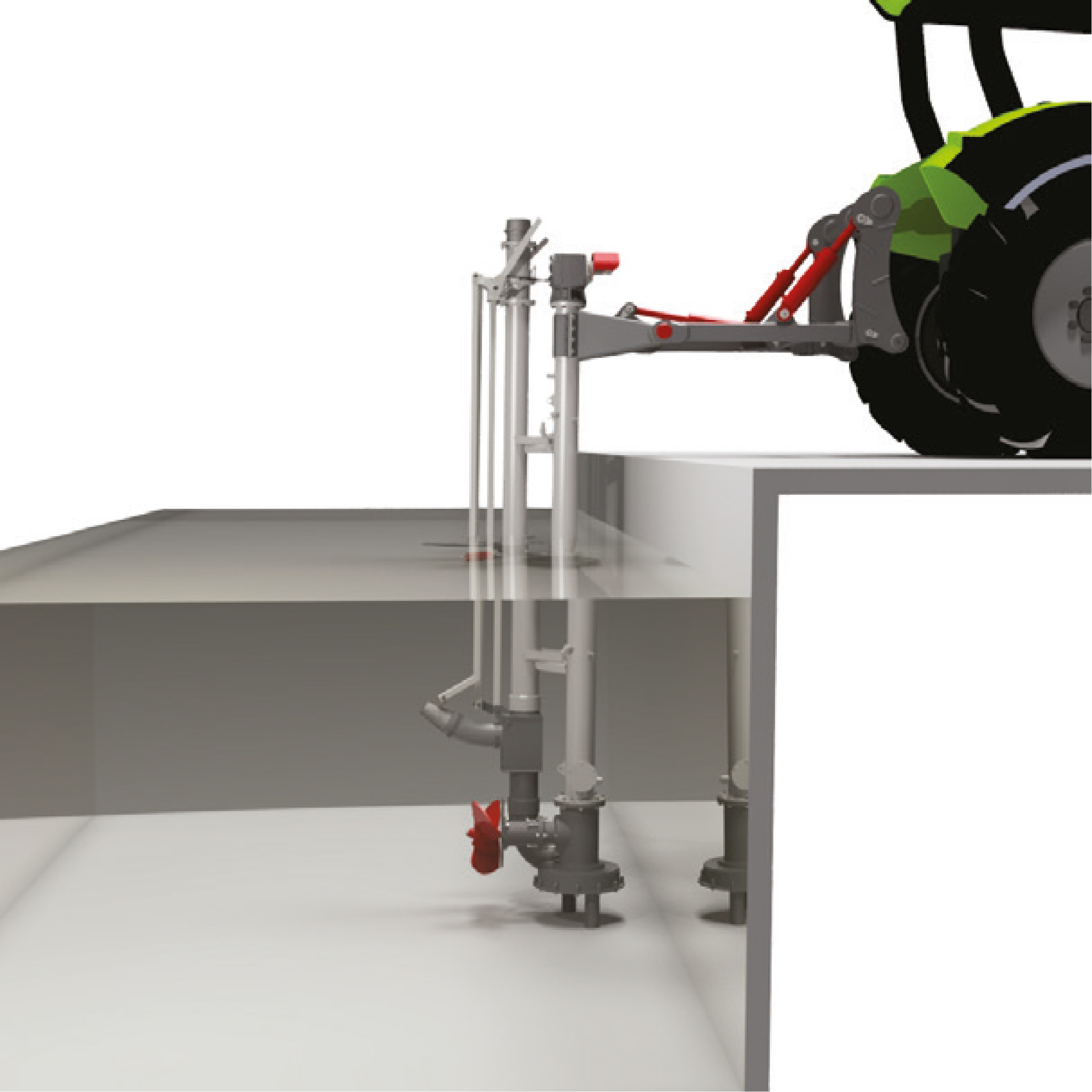 EYS PTO mix-pomp | situatie in werkopstelling in de mestopslag